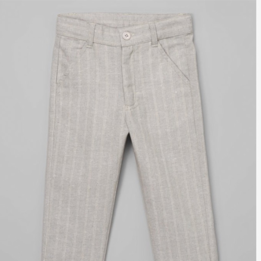Boys grey/tan stripe linen blend pants